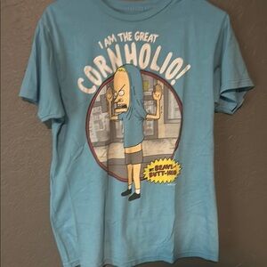 Blue Graphic T-Shirt with Cartoon Print